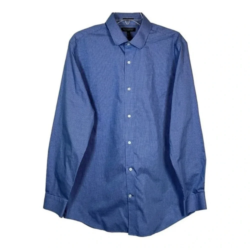 Banana Republic‎ Button Down Shirt Mens Large Blue Gingham Non-Iron Standard Fit